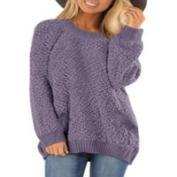 Јсккт Женски моден кадифен плетен Џемпер Зимски секојдневен мек пуловер на отворено елегантен удобен џемпер