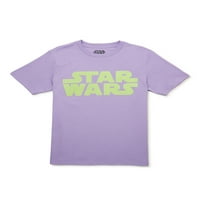 Момци на „Војна на Starвездите“, потресена маица со лого со кратки ракави, големини 4-18