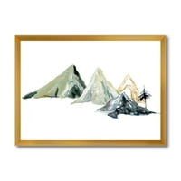 Дизајн на „Темно сина планинска пејзаж зимски минималистички јас“ модерно врамен уметнички принт