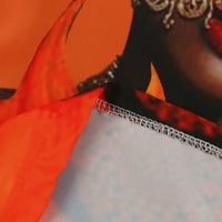 Жени Мода Африкански Гроздобер Печатење Среден Ракав V Вратот Обичен Мини Фустан Женски Гроздобер Печатење Фустан Со Среден