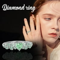 Единствен прстен моден женски прстен рингестон вметнато писмо прстен подарок летен накит, зелена 7
