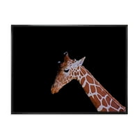 Дизајн Портрет на жирафа на црна позадина I 'Фарма куќа врамена платно за печатење на wallидни уметности