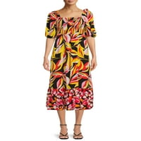 Midенскиот фустан со бои со бои со кратки ракави