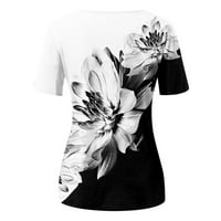 Женски Блузи Блуза Обични Графички Отпечатоци Со Кратки Ракави Женски Маици Мода На Вратот На Екипажот Црн XL