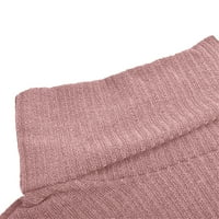 outfmvch дуксери за жени моден лак јака цврсти копчиња ракав плетен секојдневен џемпер топли женски врвови паѓаат врвови за жени розова