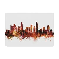 Трговска марка ликовна уметност „Лос Анџелес Калифорнија Скајлин Црвена III“ платно уметност од Мајкл Томпсет