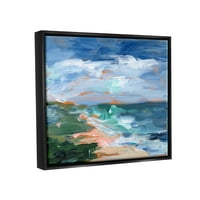 Паѓаат бранови на плажа Апстрактна сцена пејзаж за сликање авион црно врамен уметнички печатен wallид уметност