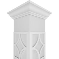 Ekena Millwork 12 W 8'H Craftsman Classic Square Non-Tapered Magnolia Fretwork Column W Crown Capital & Crown Base