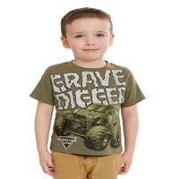 Monster Jam Toddler Boy Grave Digger Graphic Short Schaive T-Shirt, големини 2T-5T