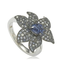 Стерлинг сребрен сафир и дијамантски акцент егзотичен цветен прстен