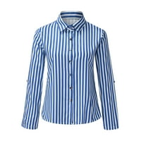 Yubnlvae кошули за жени, женски моден рамен ракав копче лента за печатење со долги ракави на врвот на долги ракави