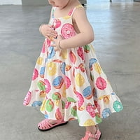 Бебе Девојки Фустани Цветни Печатени Краток Ракав О-Вратот Лето Слатка Крофна Сонце Свадба Стилски Одмор Фустан