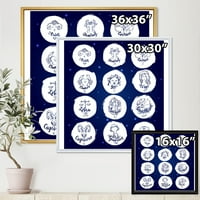 DesignArt 'Зодијак дијаграм и знаци на сина' модерна врамена платно wallидна уметност печатење