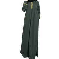Жени Плус Големина Печатење Абаја Џилбаб Макси Фустан Секојдневен Кафтан Долг Фустан