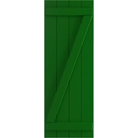 Ekena Millwork 1 2 W 71 H TRUE FIT PVC Четири табли се приклучи на одборот-n-batten ролетни W Z-Bar, Viridian Green