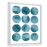 DesignArt 'Сини аквамарински кругови геометриски елементи' модерни врамени платно wallидни уметности печатење