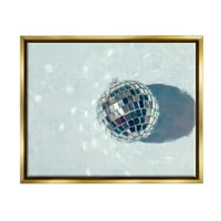Sumbell Industries Disco Ball Glimmer Reflection Graphic Art Metallic Gold Floating Framed Canvas Print Wall Art, Design By