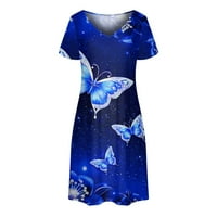 Летни фустани на Dyfzdhu за жени дами лето краток ракав моден фустан v вратот замав проток удобен мини фустан
