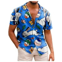Fragarn Машки светли хавајски кошули за пролетна пауза и лето - хоризонтална истегнување Алоха кошула за момци