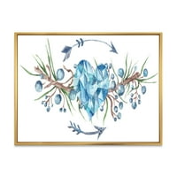 Дизајн на „Свежо племенски вињета Дизајн на венци од диви шумски венци на бело II“ Традиционално врамено платно wallидна уметност